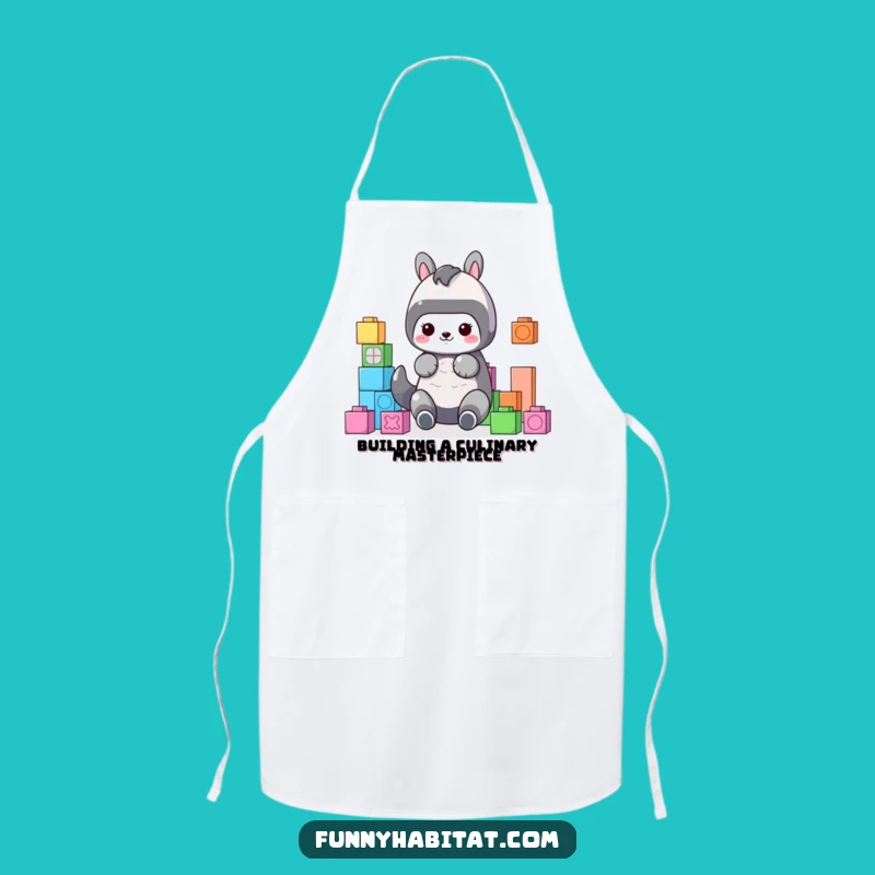 Funny Kitchen Organizer Apron: Animal with Blocks, Chef's Funny Gift