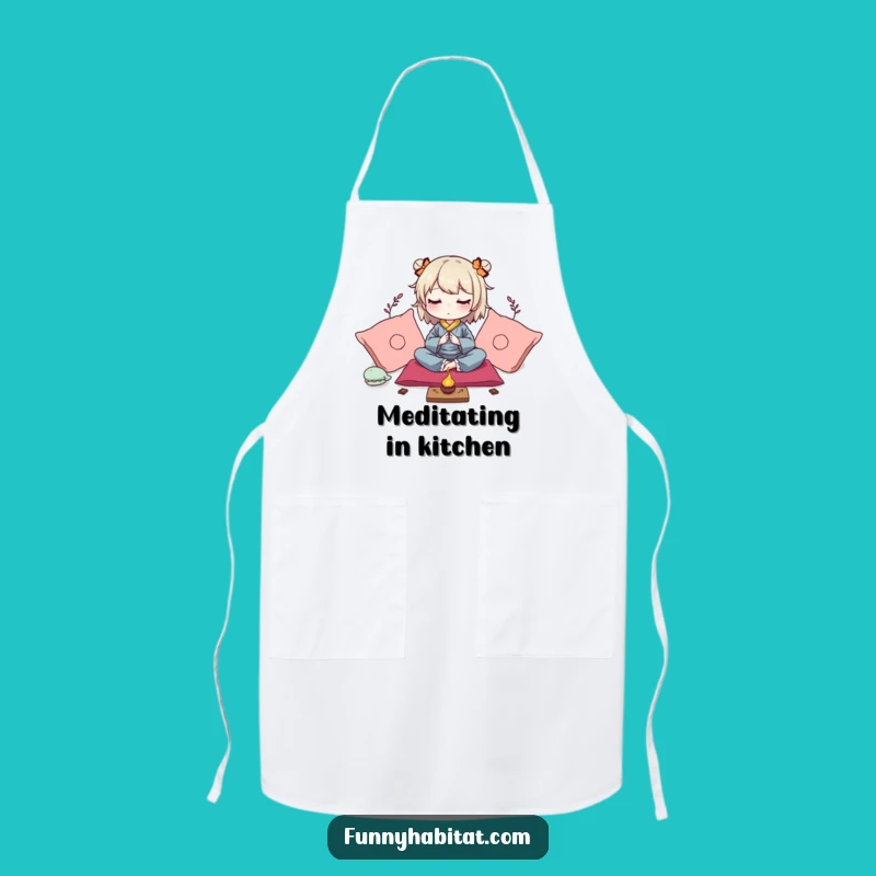 Funny Zen Apron: Peaceful Character Meditating, Humorous Calm Wear Gift