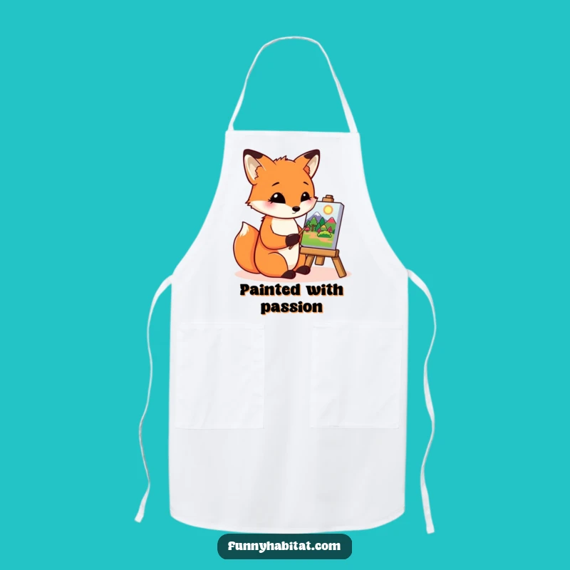Funny Fox Artist Apron - Creative Painter Kitchen Wear, Great Humorous Gift