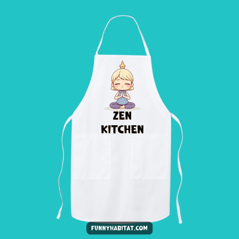 Funny Yoga Apron: Serene Character Pose, Novelty Humorous Gift