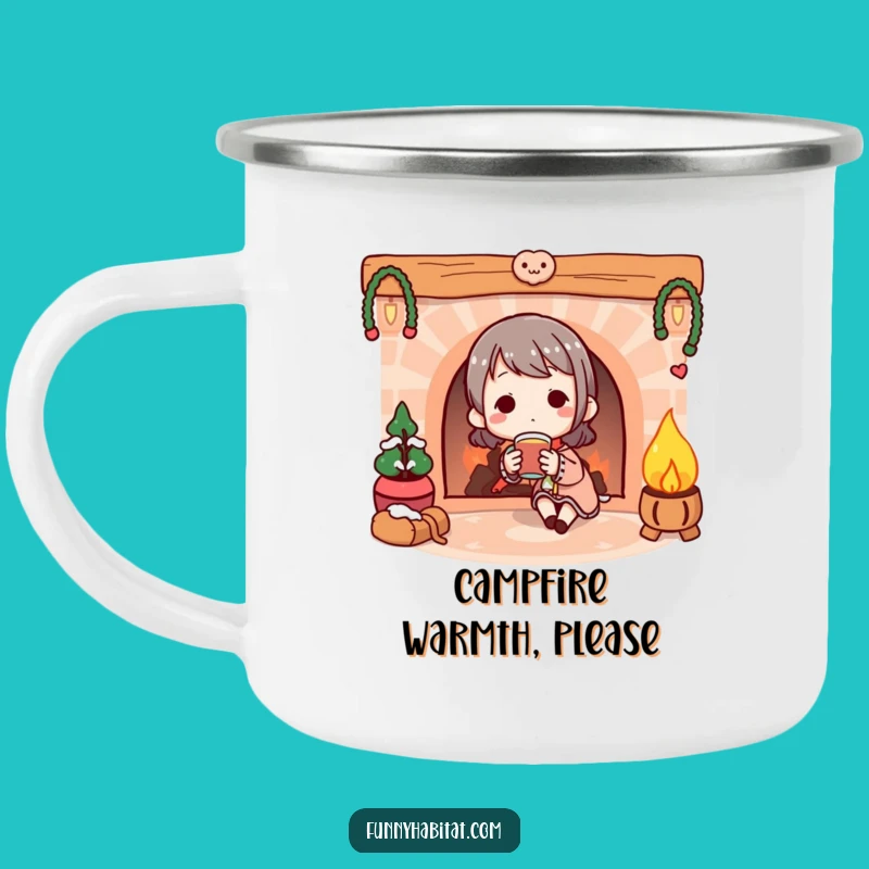 Funny Campfire Mug: Fireplace Warmth Design - Outdoor Relaxation Humor Gift