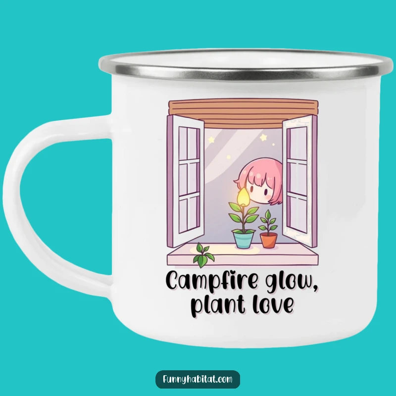 Caring Plant Character Camping Mug: Outdoor Nurturing Design, Perfect Camp Gift!