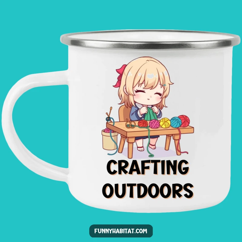 Funny Camp Mug: Character Knitting, Perfect Outdoor Crafter Gift