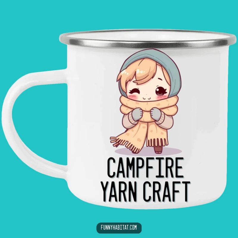 Funny Camper's Knit Mug: Cozy Scarf Maker Outdoor Gift
