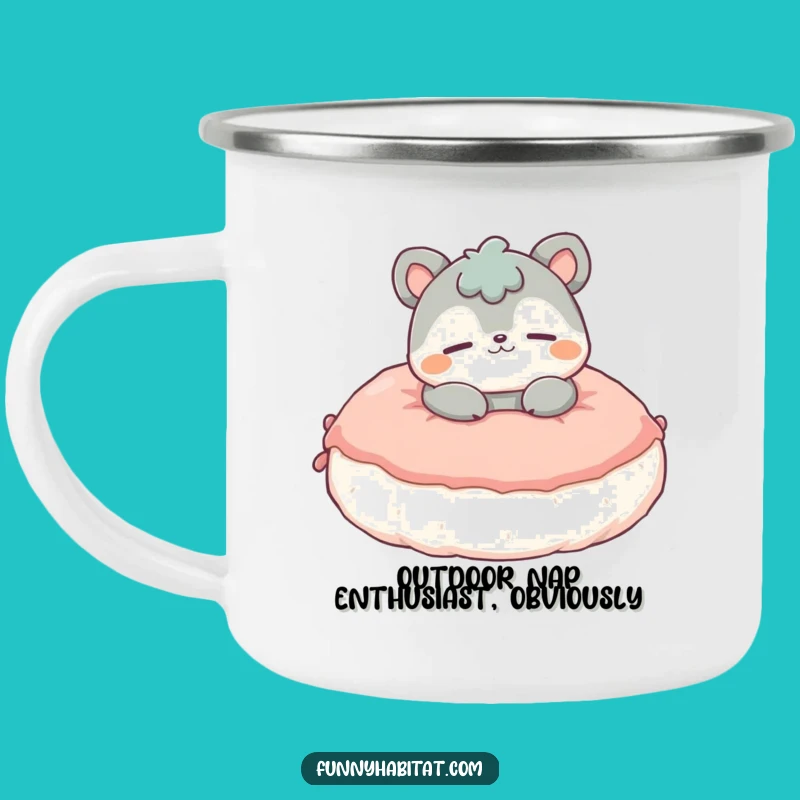 Funny Campfire Animal Mug: Contented Character Lounges on Cushion, Great Funny Gift