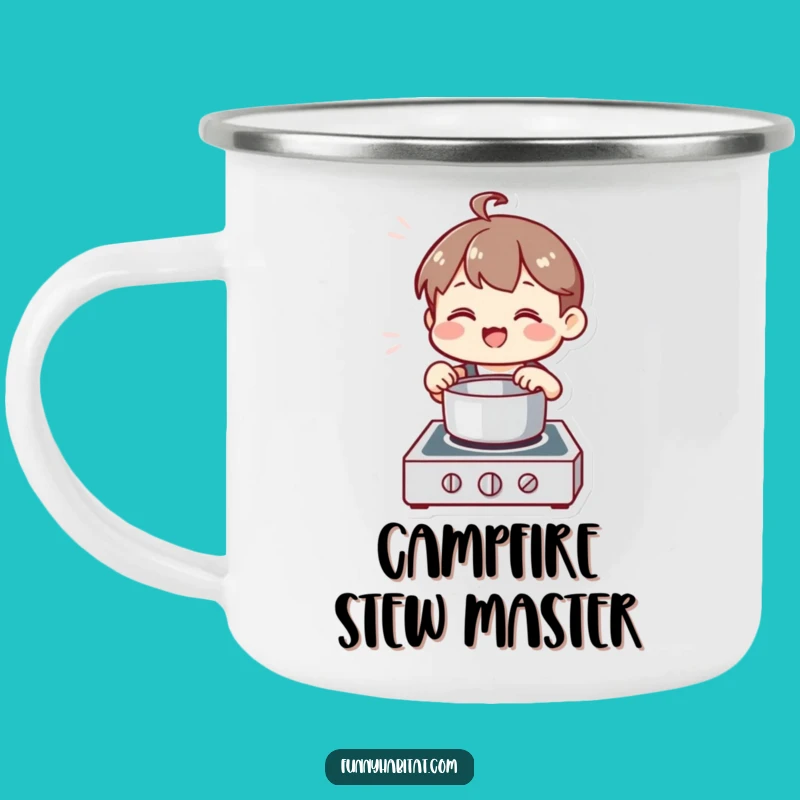 Funny Chef Character Camping Mug: Happy Cook Design, Great Outdoor Gift