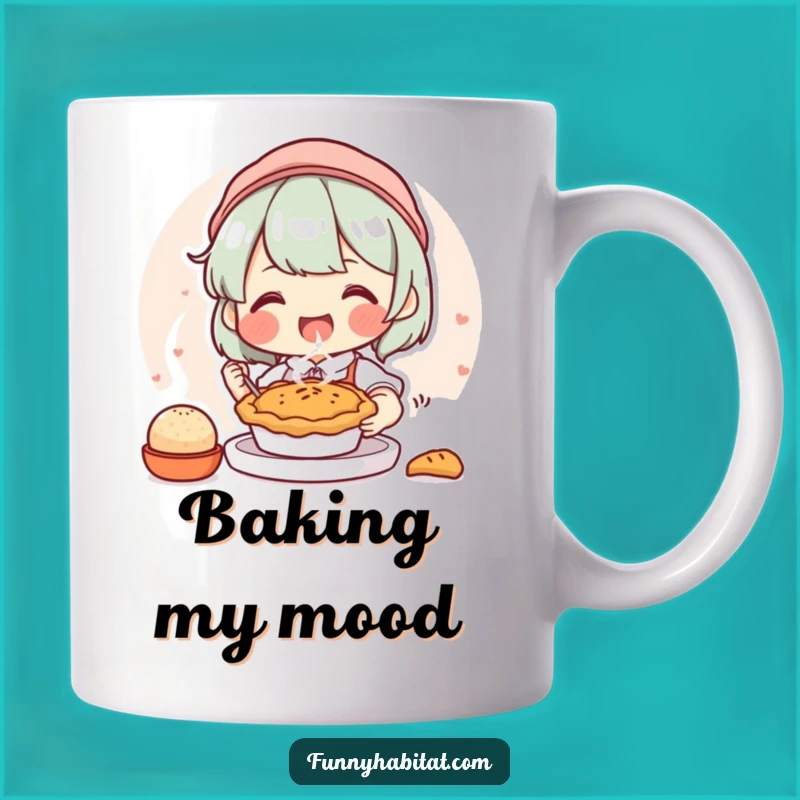 Funny Baker Mug: Joyful Character Baking Pie, Perfect Kitchen Humorous Gift