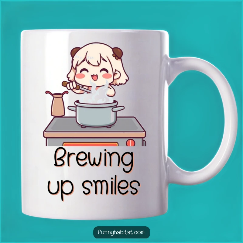 Funny Chef Mug: Stirring Pot Design, Cozy Kitchen Scene, Perfect Funny Gift Idea