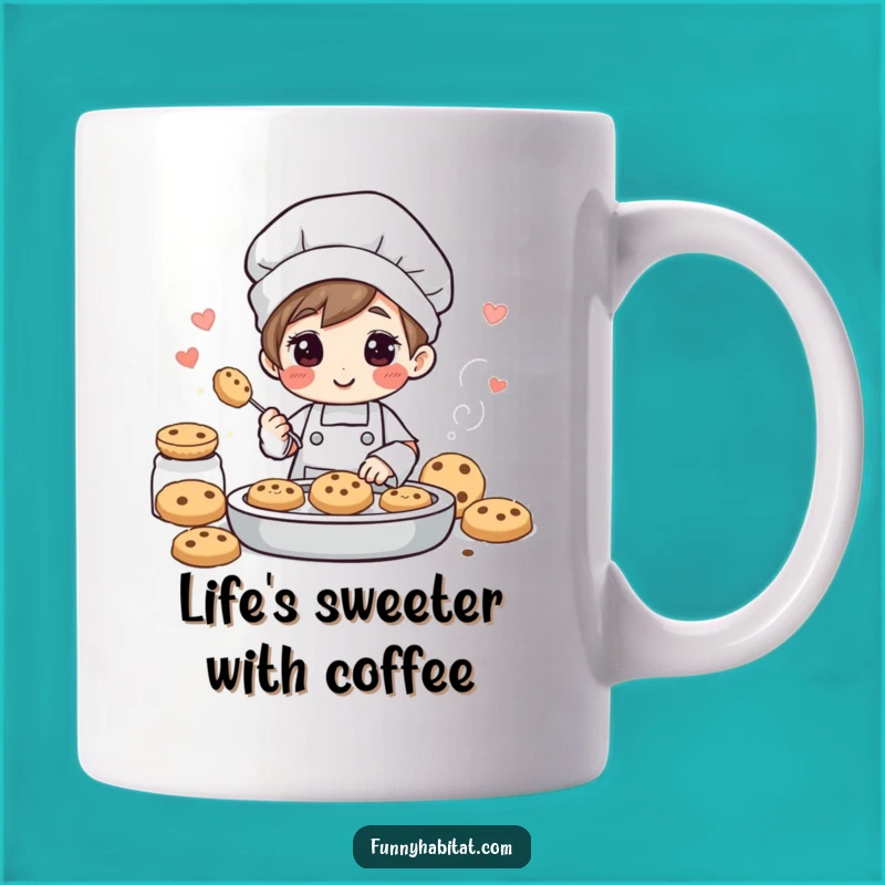 Funny Baker Character Mug: Cheerful Cookie Baking Gift for Sweet Lovers