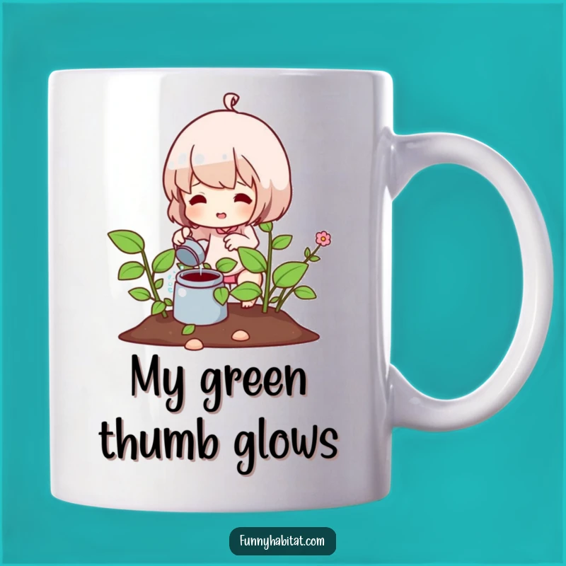 Funny Gardener Mug: Enthusiastic Character Watering Plant Gift for Green Thumbs