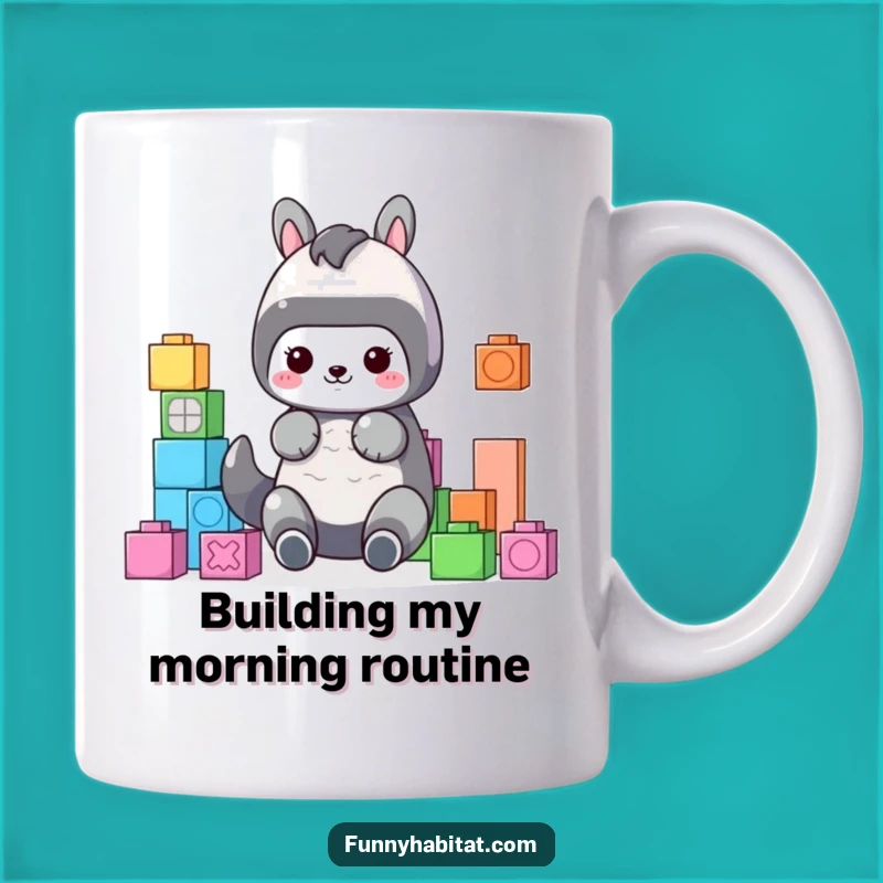Funny Organized Animal Mug: Building Blocks, Cute and Playful Funny Gift