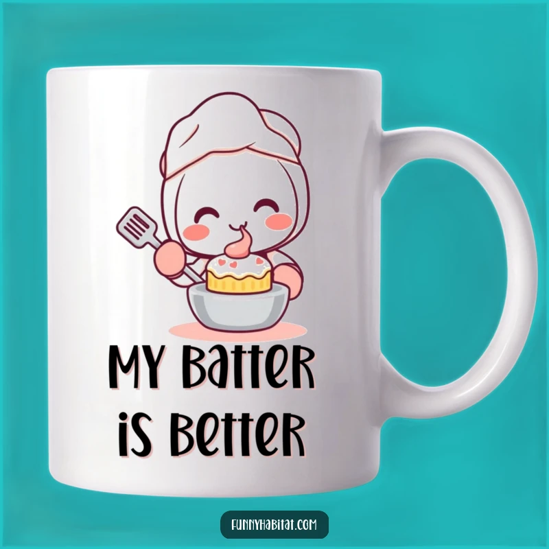 Funny Kawaii Baker Mug: Adorable Character Baking a Cake, Perfect Gift
