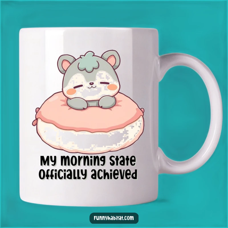 Funny Relaxing Animal Mug: A Contented Character Lounging on Cushion, Perfect Funny Gift