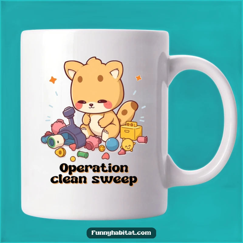 Funny Tidy Up Animal Mug: Energetic Funny Gift for Neat Freaks