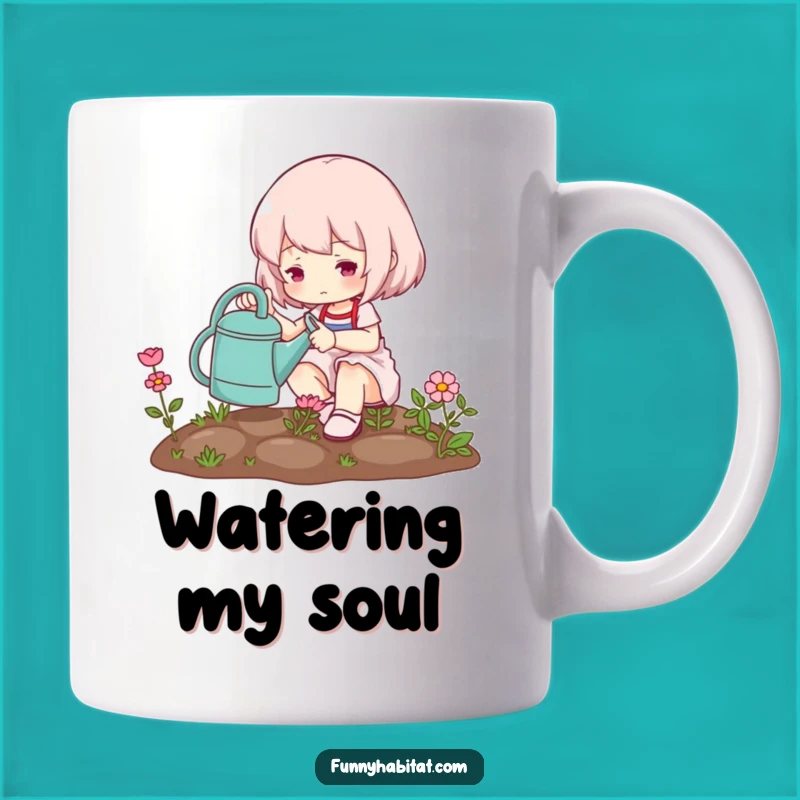 Funny Gardener Mug: Cute Character Tending Miniature Garden Gift