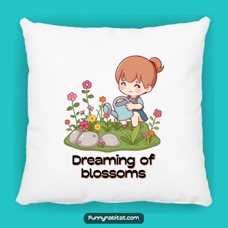 Funny Gardener Pillow: Miniature Garden Cushion, Vibrant Plants, Perfect Funny Gift