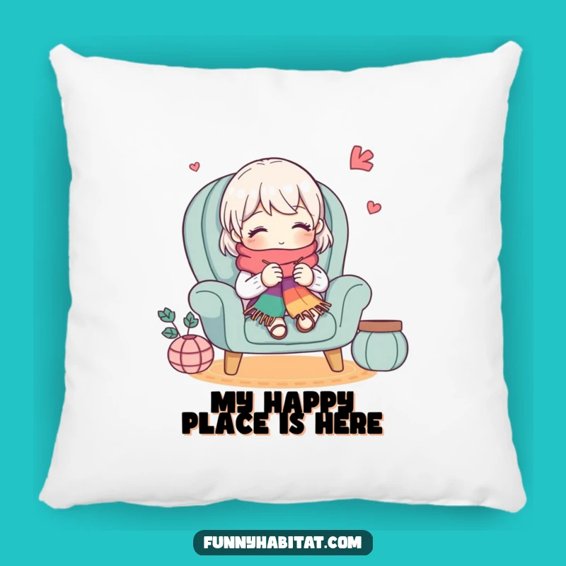 Funny Knitting Pillow: Cute Character Cushion, Cozy Home Decor, Perfect Funny Gift