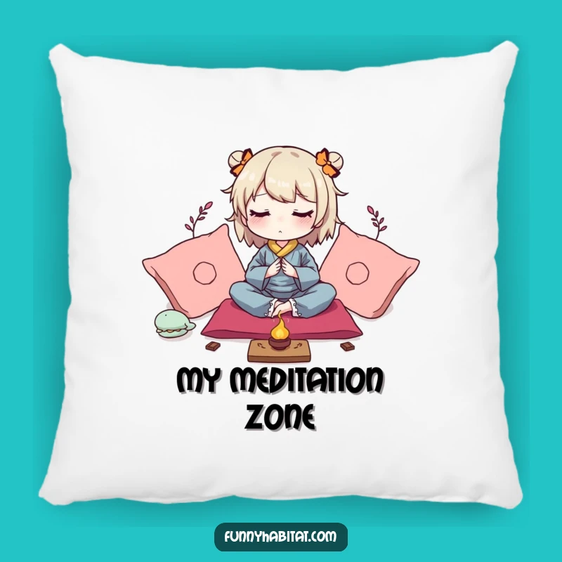 Funny Meditation Pillow: Peaceful Character, Soft Accent Pillow Gift