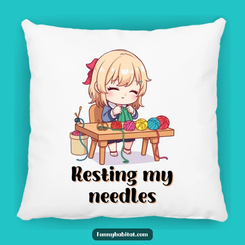 Funny Craft Pillow: Character Knitting, Cozy Desk Accent Pillow Gift