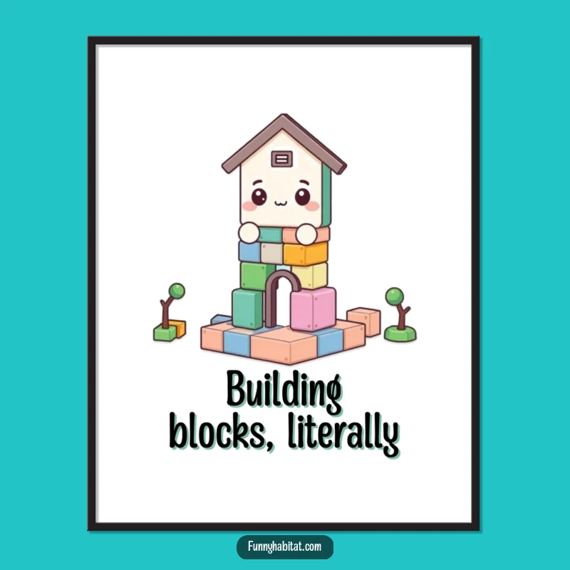 Funny Digital Art Print: Character Building Blocks Creation for Your Walls