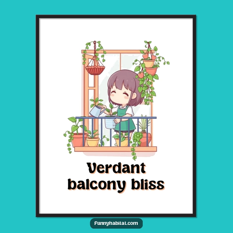 Funny Balcony Gardener Digital Art - Cheerful Print for Green Spaces!