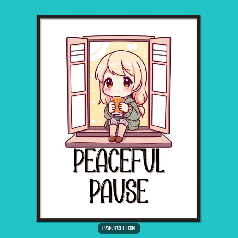 Funny Cozy Art Print: Content Drinker Poster, Hilarious Funny Gift for Relaxing Spaces