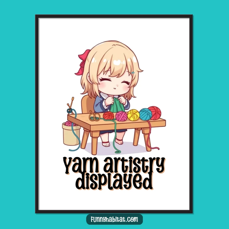 Funny Craft Print: Character Knitting, Instant Wall Art Gift