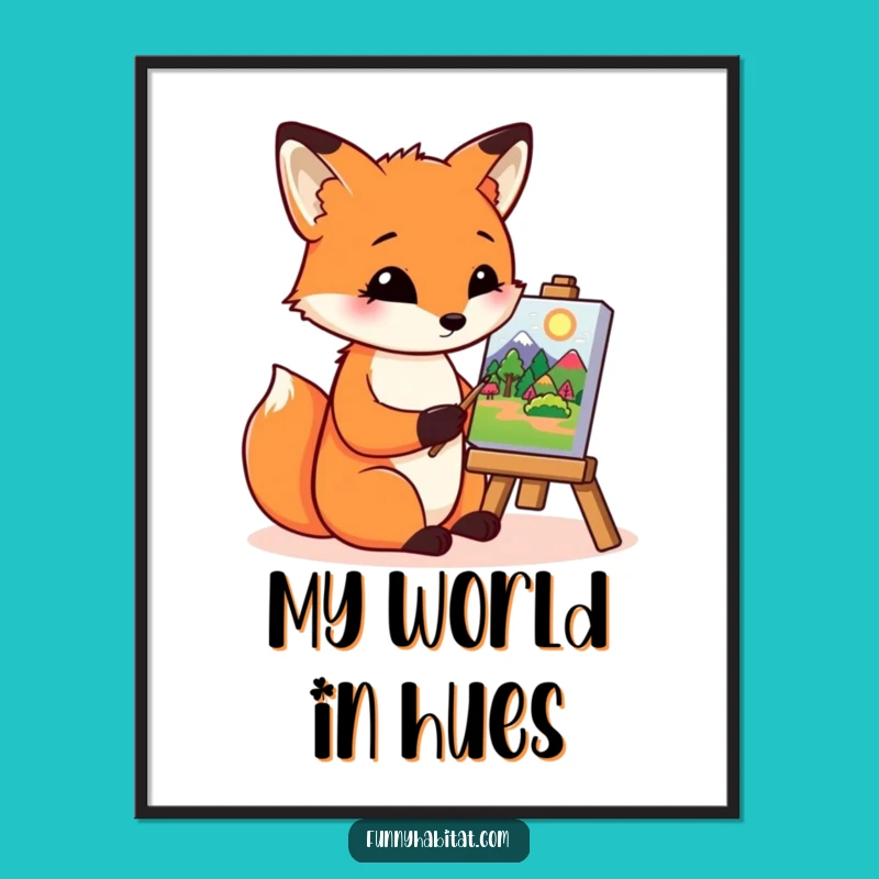 Funny Fox Artist Digital Print - Creative Landscape Artwork, Humorous Gift