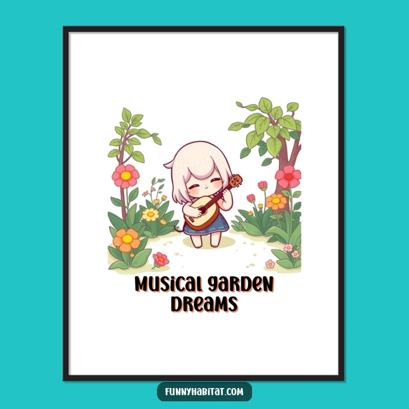 Funny Garden Musician Digital Art - Whimsical Print for Cheerful Walls!