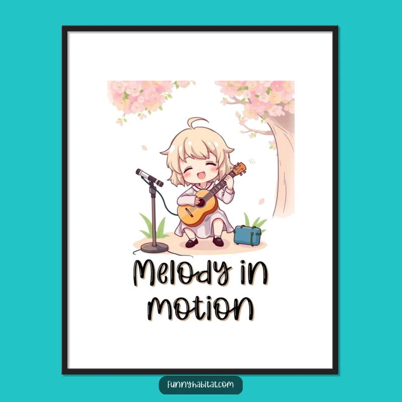 Funny Musician Digital Art: Joyful Character Playing Outdoors, Instant Cheerful Decor