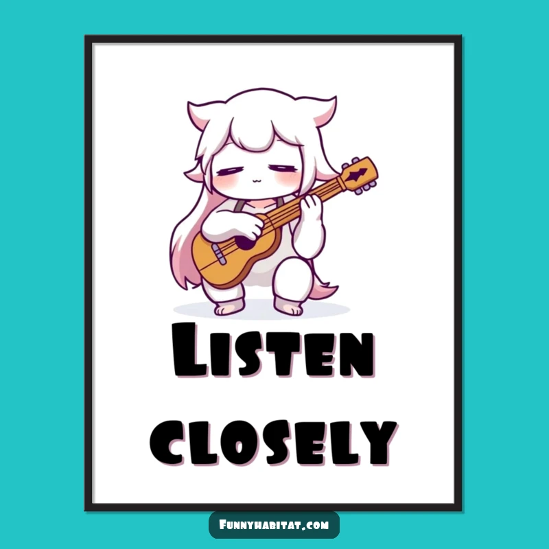 Funny Musician Digital Art Print: Instantly Download Concentrated Music Wall Art