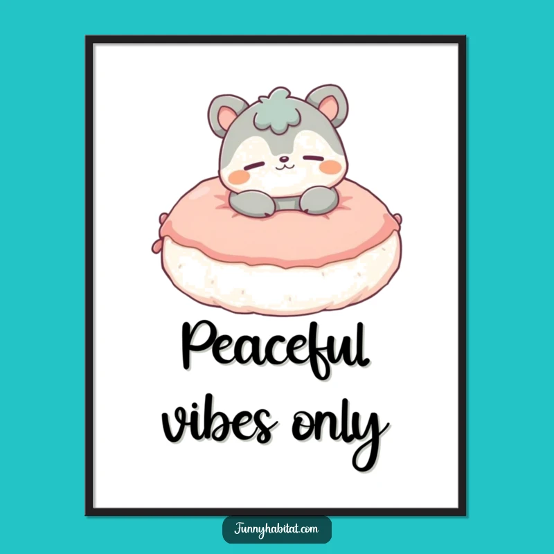 Funny Serene Animal Digital Print: Contented Character Lounges on Cushion, Unique Funny Gift