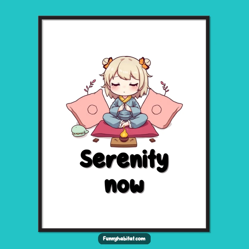 Funny Zen Print: Peaceful Character Meditating, Instant Calm Art Gift