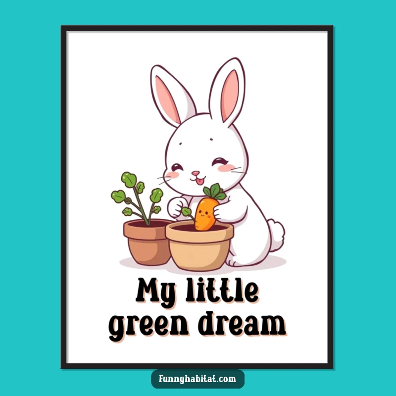 Funny Rabbit Digital Print - Whimsical Carrot Gardener Artwork, Humorous Gift