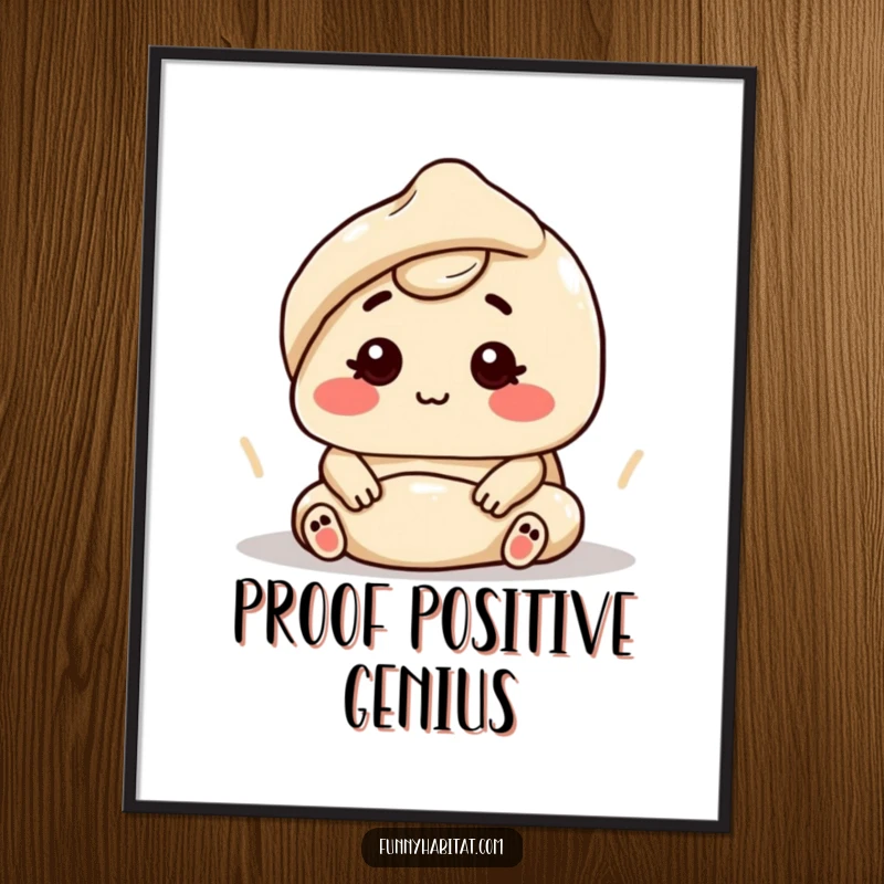 Funny character focused on kneading dough with a contented expression, in a digital art print.