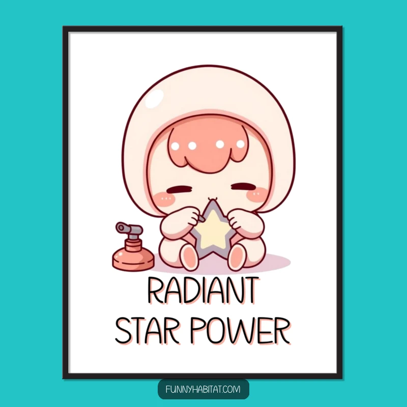 Funny Kawaii Polisher Digital Print: Diligent Star Art, Instant Funny Gift