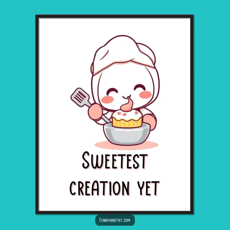 Funny Kawaii Baker Digital Print: Adorable Character Art, Instant Funny Gift