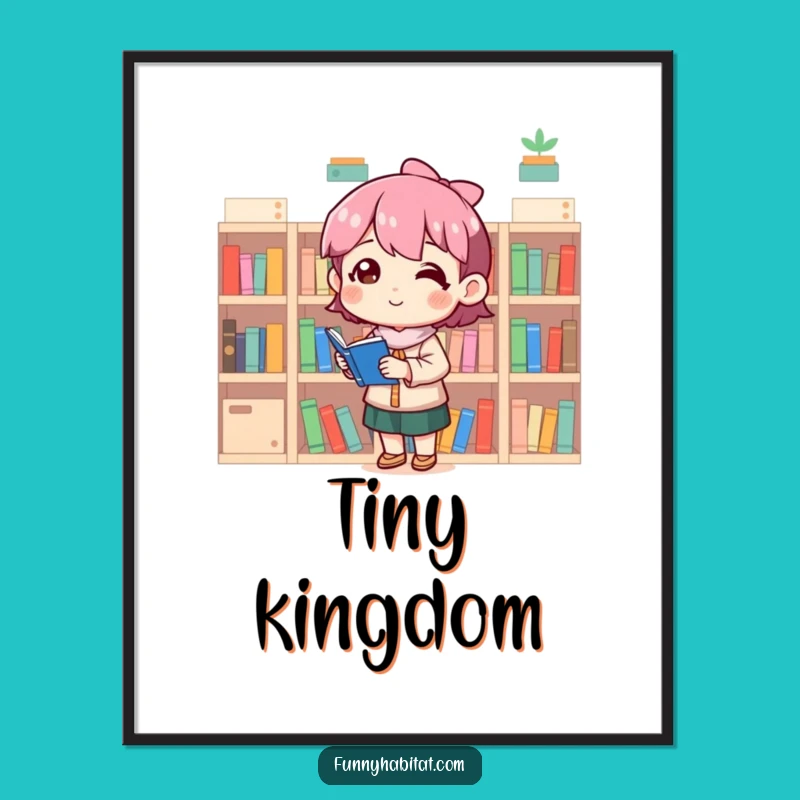 Funny Art Print: Organizer Character with Tiny Bookshelves, Whimsical Funny Gift