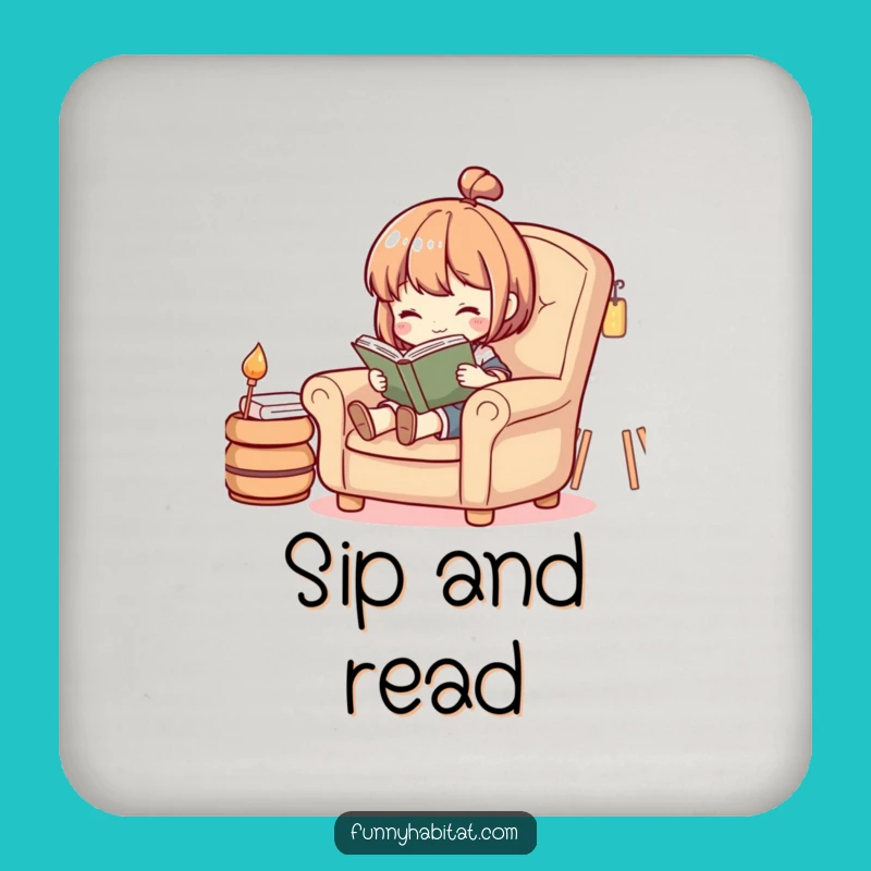 Funny Cozy Reader Coaster: Protect Surfaces, Unique Funny Gift for Book Lovers