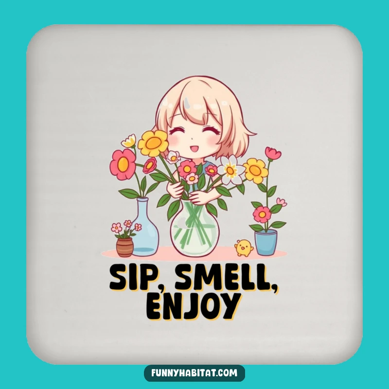 Funny Florist Coaster Set: Protect Surfaces with Floral, Humorous Style