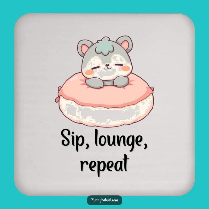Funny Relaxing Animal Coaster: Contented Character Lounges, Protects Surfaces Funny Gift