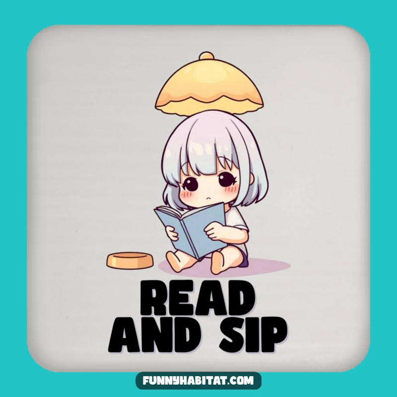 Funny Reading Coaster: Lamp & Book Design - Protect Furniture with Humor