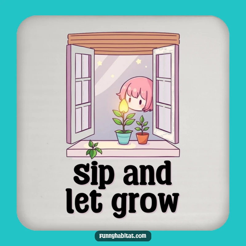 Caring Plant Character Coaster: Protect Surfaces with Nature, Perfect Bar Gift!