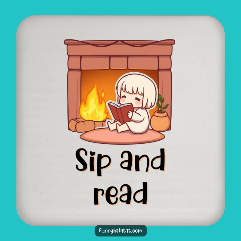 Funny Cozy Reader Drink Coasters: Protect Surfaces with Literary Charm!