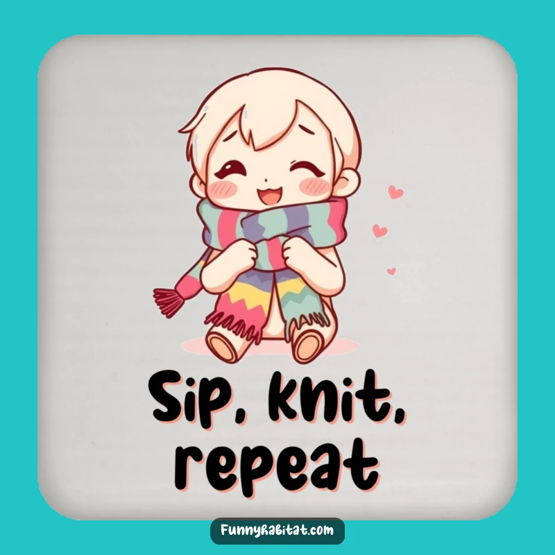 Funny Knitting Coaster Set: Protect Surfaces with Crafty, Humorous Style