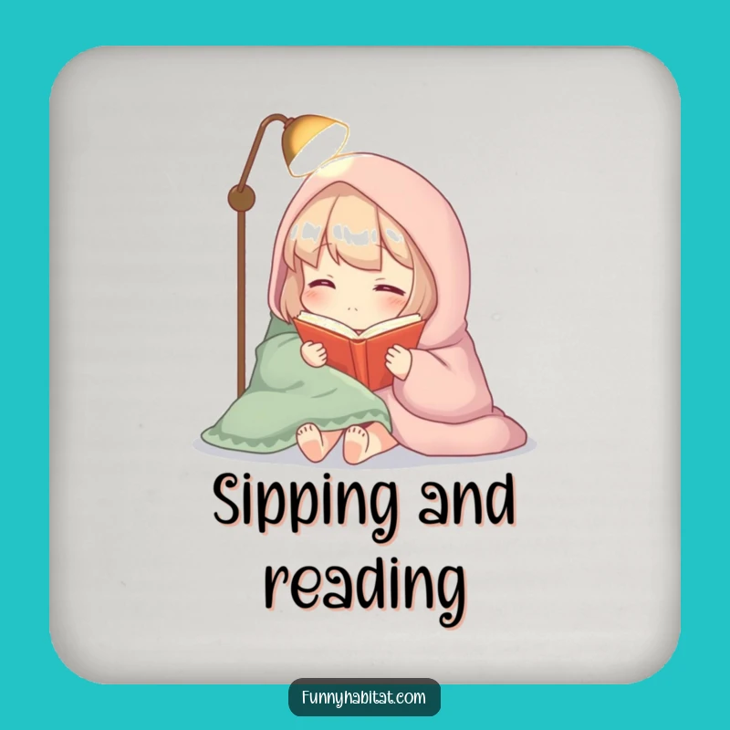 Funny Reading Coaster: Cozy Character Reads, Protect Surfaces Gift