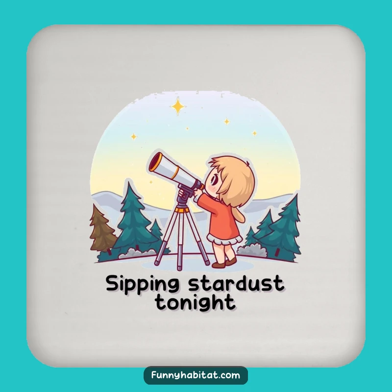 Funny Stargazer Coaster: Wonderous Telescope Drink Gift