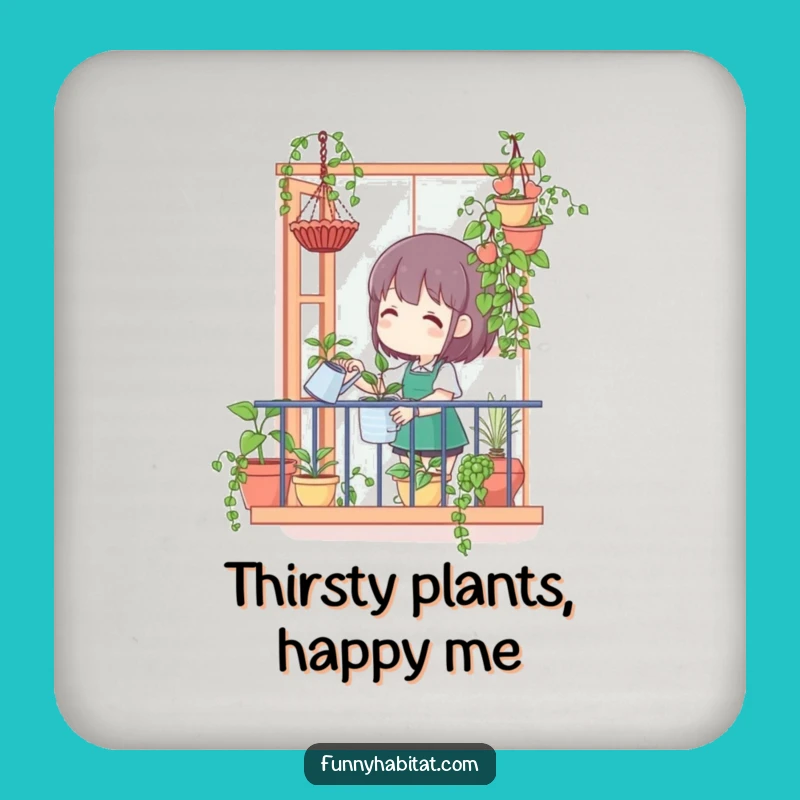 Funny Balcony Gardener Coaster - Happy Protection for Your Surfaces!