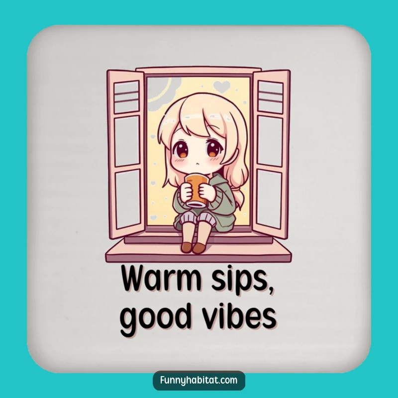 Funny Cozy Coaster: Content Drinker Art, Protect Surfaces with Funny Style