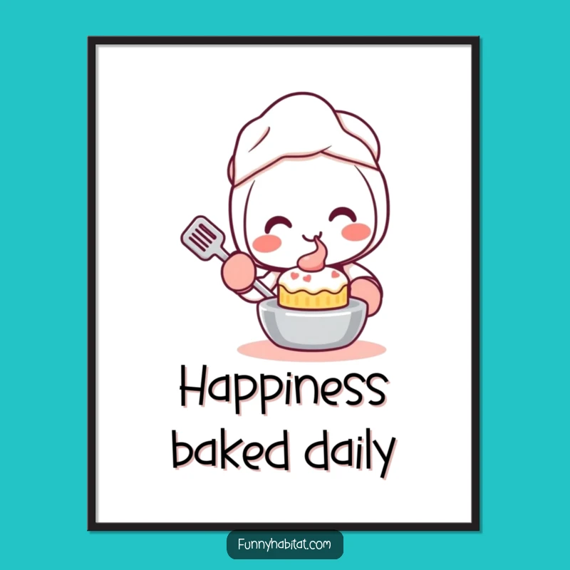 Funny Kawaii Baker Poster: Cute Character Art, Hilarious Baking Decor Gift
